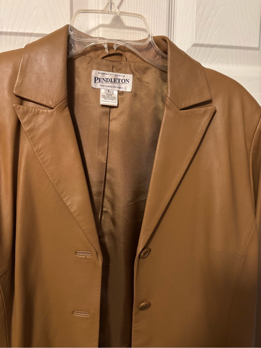Pendleton Brown Leather Blazer Jacket- Size L - Picture 3 of 7